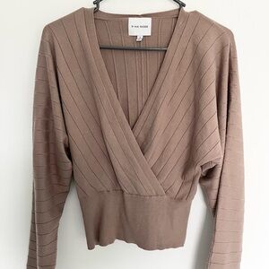 Pink Rose Taupe Ribbed Sweater